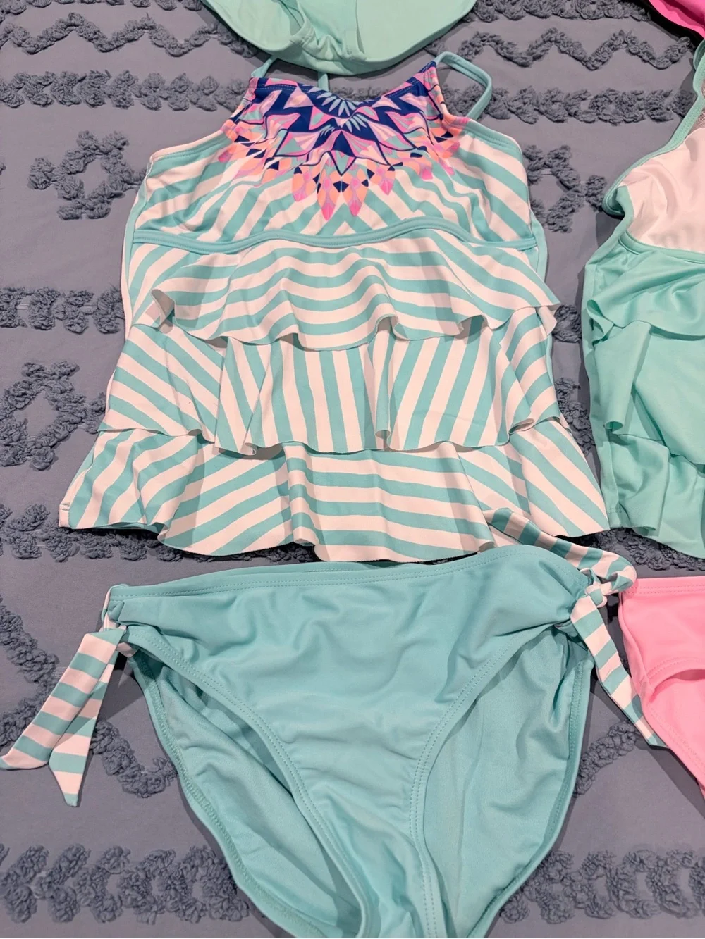 Justice Girls 4 Swimsuit Bundle Size 12 Tankini Bikini Unicorn Watermelon